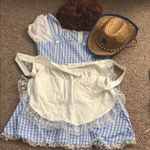 Blue Gingham Dress with White Lace and Apron Little Debbie Halloween costume